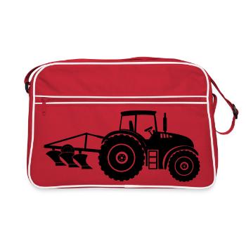 Ferme de tracteur avec logo de charrue - Sac Retro - rouge/blanc - Devant