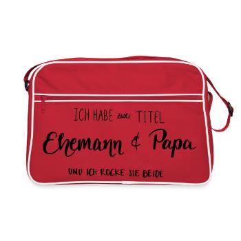Ehemann & Papa - Retro Tasche - Rot/Weiß - Vorne