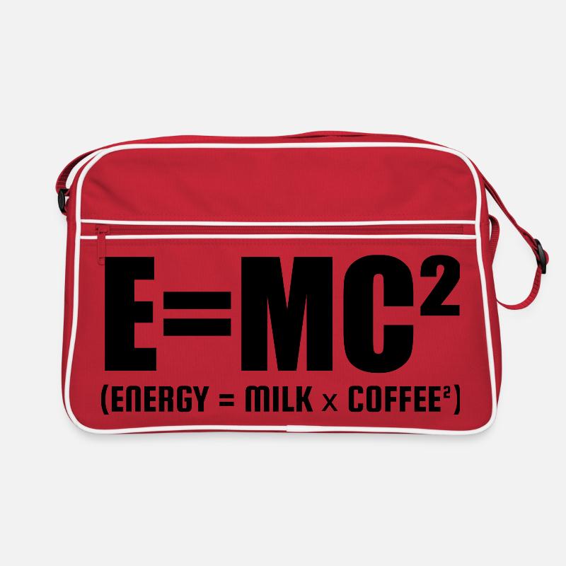 E=MC² (ENERGIE = MILCH x KAFFEE²) - Retro Tasche - Rot/Weiß