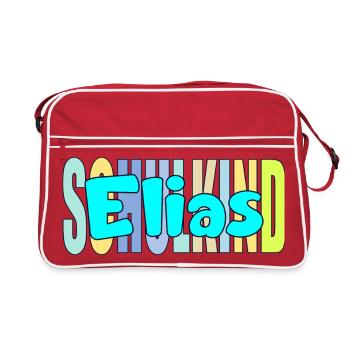 SCHULKIND ELIAS EINSCHULUNG - Retro Tasche - Rot/Weiß - Vorne