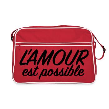L'amour est possible - Citation Amour - Sac Retro - rouge/blanc - Devant