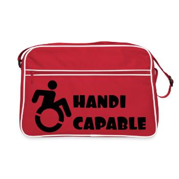 Adapté aux fauteuils roulants, handicapé humour # - Sac Retro - rouge/blanc - Devant