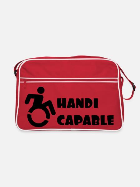 Adapté aux fauteuils roulants, handicapé humour # - Sac Retro - rouge/blanc - Devant