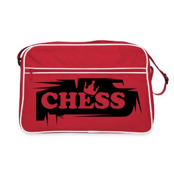chess logo Schach Turnier Cup Verein Team Krone - Retro Tasche - Rot/Weiß - Vorne