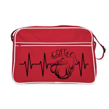 Kaffeekanne retro vintage Herzschlag Kaffee Cafe - Retro Tasche - Rot/Weiß - Vorne