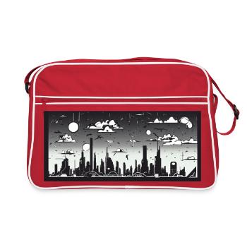 Manga Comic Future City Skyline - Retro Bag - red/white - Front
