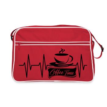 Pulse Coffee Time Café café logo icône battement de cœur - Sac Retro - rouge/blanc - Devant