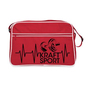 pulse gym weights weight training bodybuilding icon - Retro Bag - red/white - Front