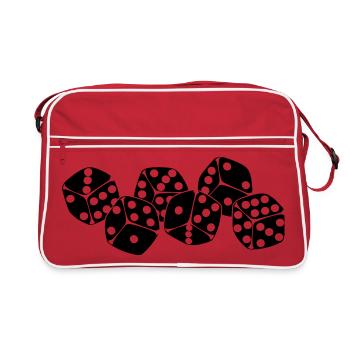 Sechs Würfel nebeneinander - Retro Tasche - Rot/Weiß - Vorne