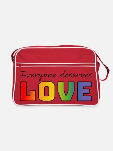 T-shirt LGBT Arc-en-ciel, tout le monde mérite de l’amour - Sac Retro - rouge/blanc
