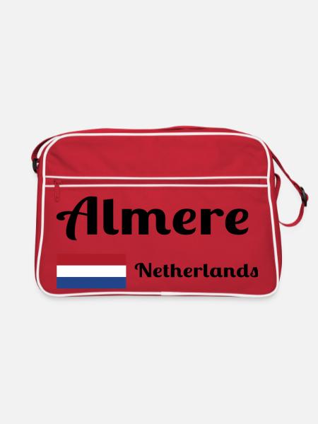 Almere Niederlande - Stilvolle Drucke - Retro Tasche - Rot/Weiß - Vorne