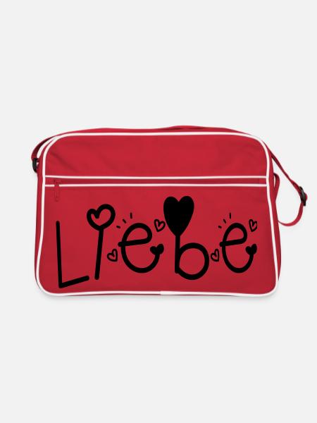 LIEBE VALENTINSTAG - Retro Tasche - Rot/Weiß - Vorne