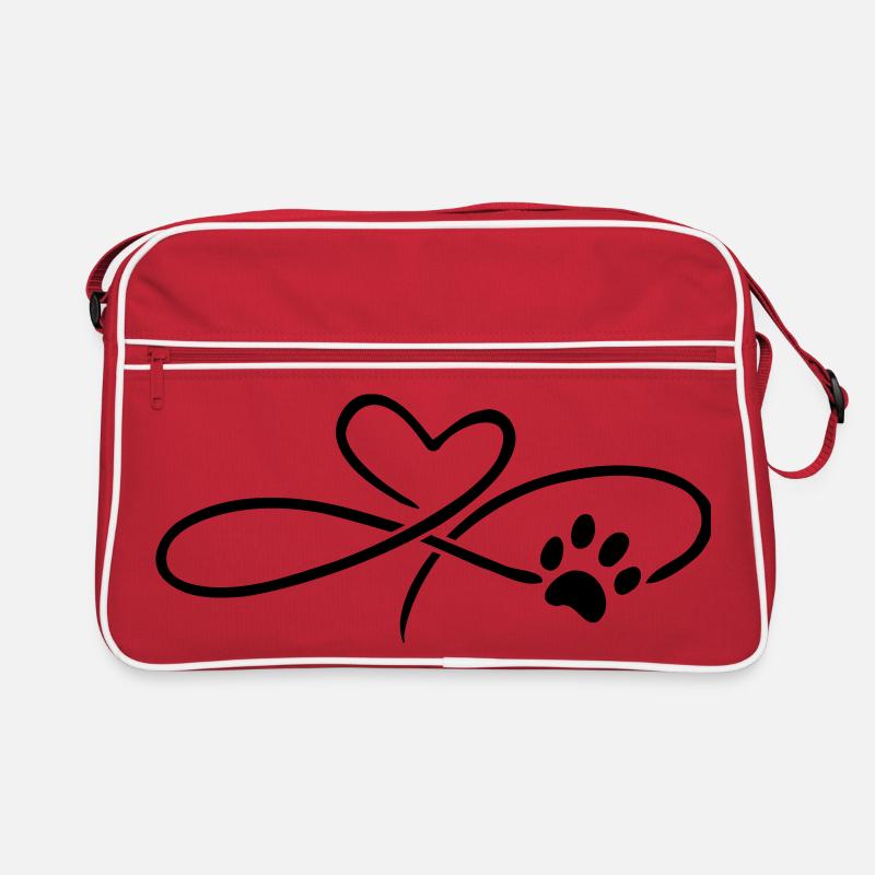 Infinity Herz mit Pfote Hund Katze Retro Tasche