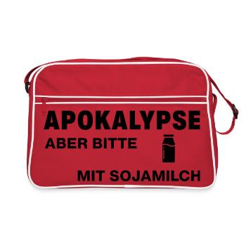 Apocalypse – mais s’il vous plaît avec du lait de soja - Sac Retro - rouge/blanc - Devant