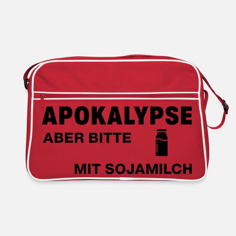 Apocalypse – mais s’il vous plaît avec du lait de soja - Sac Retro - rouge/blanc