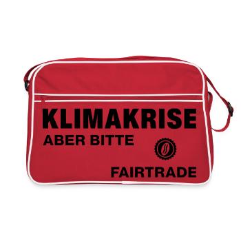 Climate crisis – but Fairtrade please - Retro Bag - red/white - Front