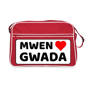 Mwen enmé Gwada  J'aime la Guadeloupe - Fond Blanc - Sac Retro - rouge/blanc - Devant