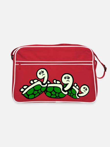 3 tortues renversées sur le dos triste - Sac Retro - rouge/blanc - Devant