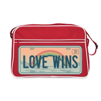 Plaque d’immatriculation rétro – Love Wins Rainbow - Sac Retro - rouge/blanc - Devant