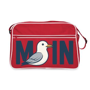 Moin Beach oiseau illustration mer mer du Nord mer Baltique - Sac Retro - rouge/blanc - Devant