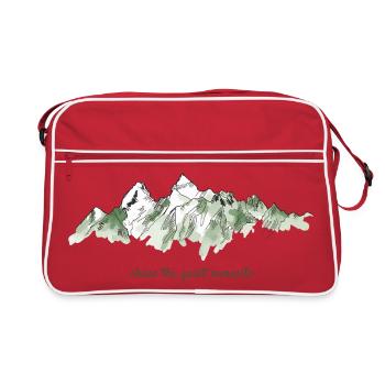 Mountain Watercolor Design – Tranquility of the Peaks - Retro Bag - red/white - Front