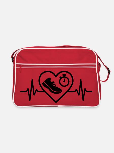Running Heart Shoe Stopwatch Track - Retro Bag - red/white - Front
