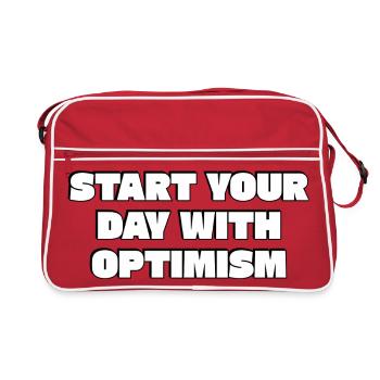 Commencez votre journée avec optimisme - Sac Retro - rouge/blanc - Devant