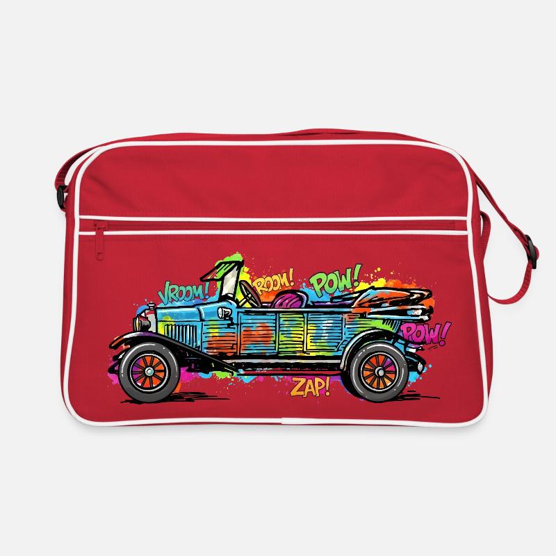 Buntes Comic Auto/ Oldtimer Vintage Druck Retro Tasche