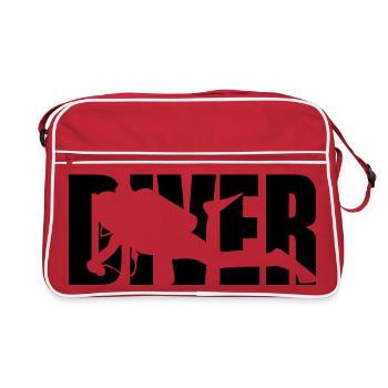 Classic Diver Design – Depth & Adventure - Retro Bag - red/white - Front