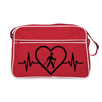 Nordic Walking Heart Sport Hike Poles - Retro Bag - red/white - Front