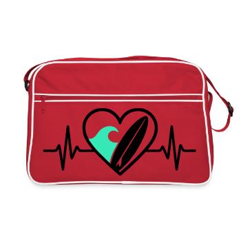 Surf Cœur Vague Plage Liberté - Sac Retro - rouge/blanc - Devant