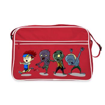 Coureur drôle poursuivi par des zombies Cardio Halloween - Sac Retro - rouge/blanc - Devant