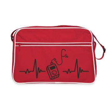 Lecteur MP3 Baladeur Musique Numérique Rythme Cœur - Sac Retro - rouge/blanc - Devant