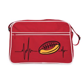 Rhythm Heart Rugby | Passion Oval Sport Ball - Retro Bag - red/white - Front