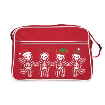 Squelettes en pain d’épices – Histoires de Noël amusantes - Sac Retro - rouge/blanc - Devant