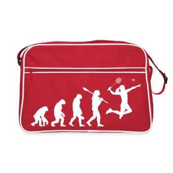 Badminton Evolution Weibliche Spielerin Frauen Sportgeschenk - Retro Tasche - Rot/Weiß - Vorne