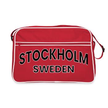Stockholm – Sweden Text Design - Retro Bag - red/white - Front