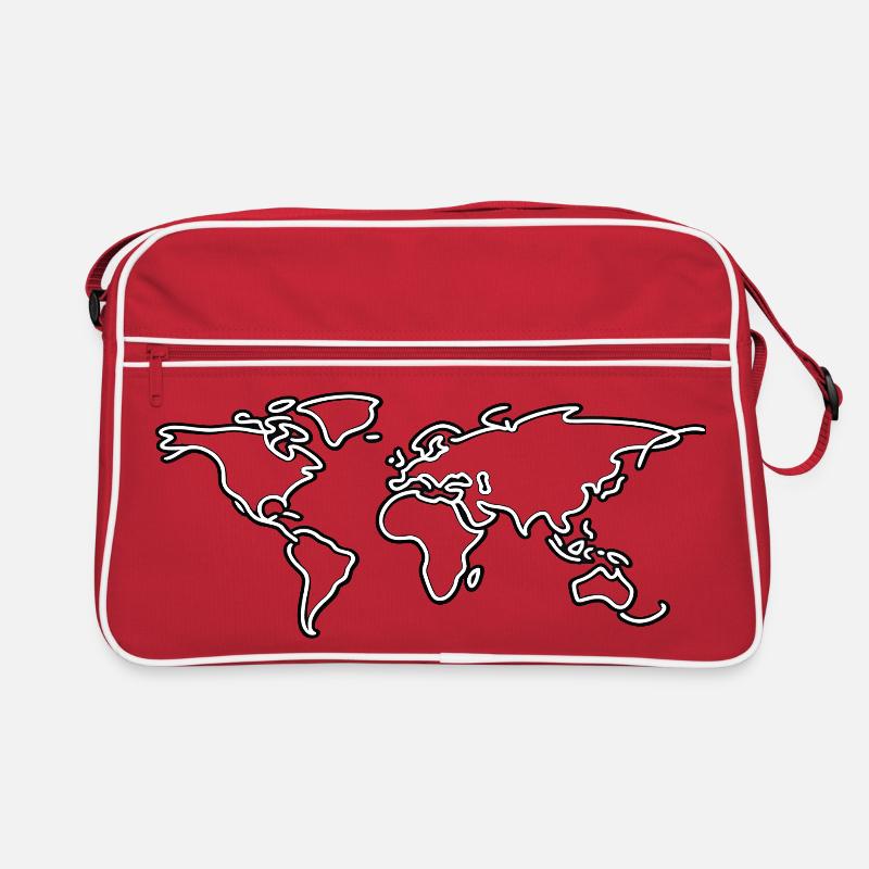 Neon World Map Outline Tee Retro Bag