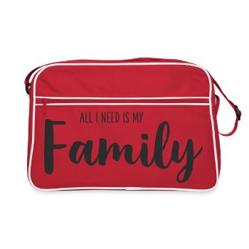 Tout ce dont j’ai besoin, c’est de ma famille – Lettrage à la main - Sac Retro - rouge/blanc - Devant