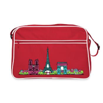 Skyline de la tour Eiffel de Paris Modern line art - Sac Retro - rouge/blanc - Devant