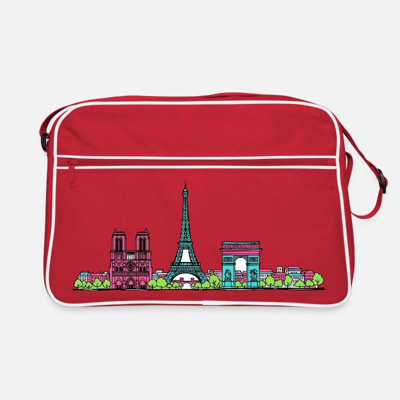 Paris City Skyline Eiffelturm Moderne Linienkunst Retro Tasche