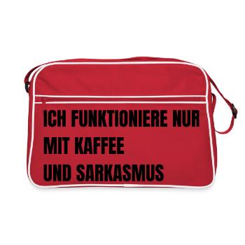 ICH_FUNKTIONIERE_NUR_MIT_KAFFEE_UND_SARKASMUS - Retro Tasche - Rot/Weiß - Vorne