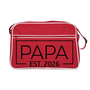 Papa 2026, Premier Papa, Fête des Pères ESTIMÉE 2026 - Sac Retro - rouge/blanc - Devant