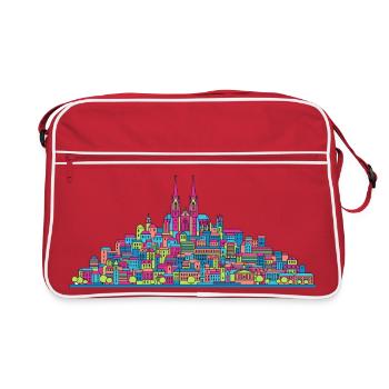 Moderne Linienkunst der Stadtsilhouette der Stadt Lausanne - Retro Tasche - Rot/Weiß - Vorne