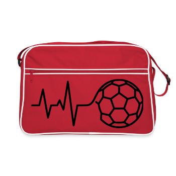 Soccer, battement de cœur, ECG, pouls, amour - Sac Retro - rouge/blanc - Devant