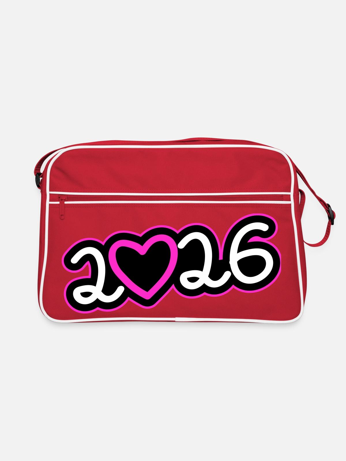 2026 Heart - Retro Bag - red/white - Front