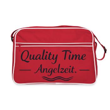 Qualitätszeit Angelzeit - Retro Tasche - Rot/Weiß - Vorne
