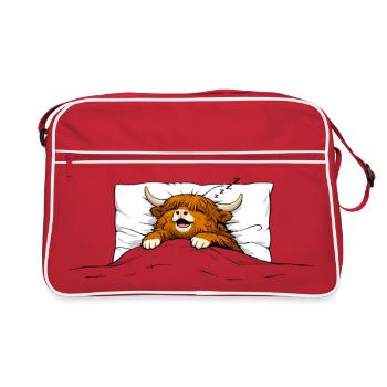 Sleeping Cow – Cozy Animal Motif - Retro Bag - red/white - Front