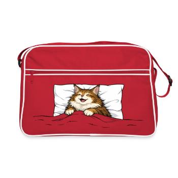 Chat endormi – Motif d’animal câlin mignon - Sac Retro - rouge/blanc - Devant