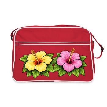 Fleurs tropicales d’hibiscus - Sac Retro - rouge/blanc - Devant